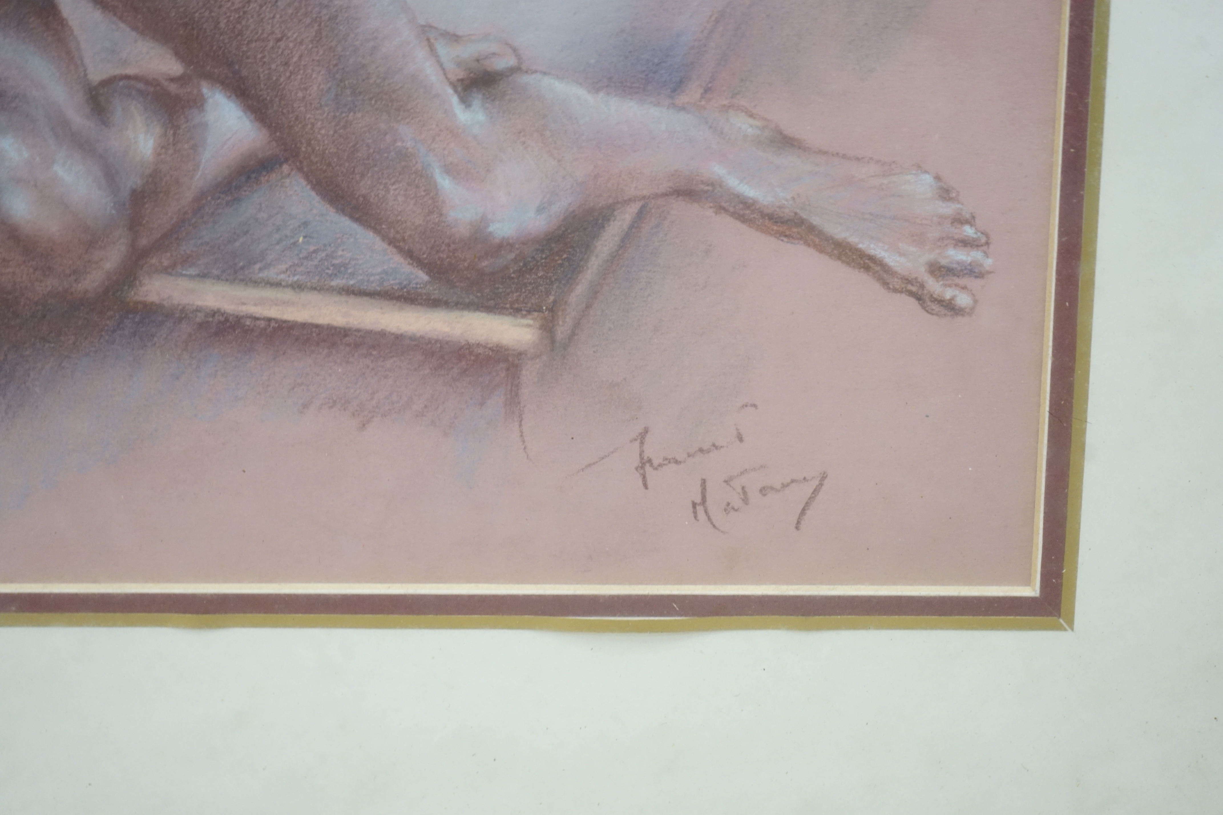 Franco Matania (1922-2006), heightened chalk, Study of a nude woman, signed, 37 x 45cm